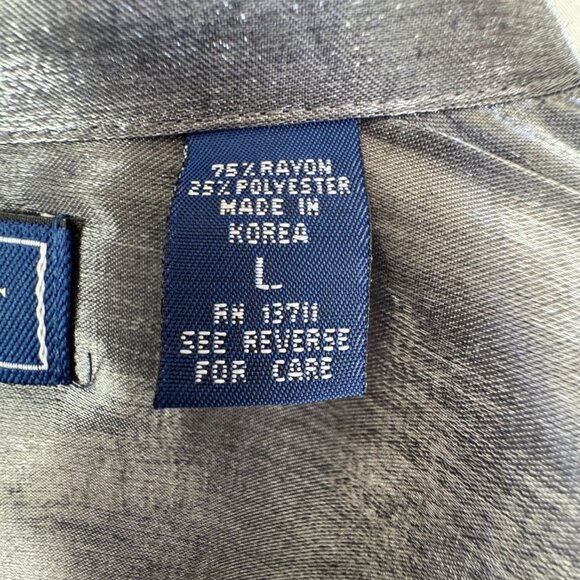 90s Vintage Karen Scott Liquid Dark Silver Long Sleeve Button Up Evening Blouse - Picture 12 of 14